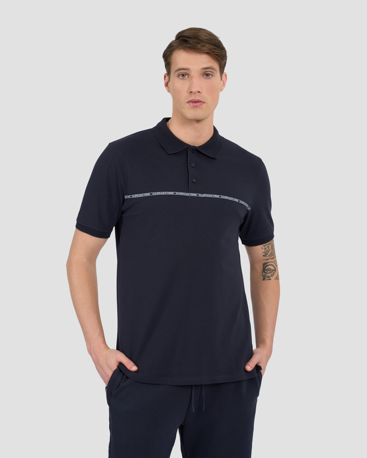 Balmain Chest Taped Polo Shirt - Image 1