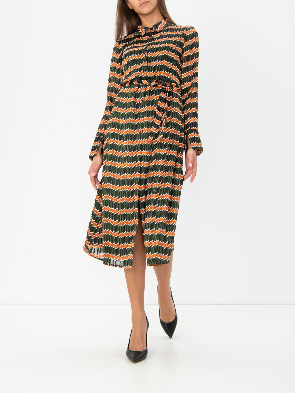 Olive Floral Long-Sleeve Mini Dress - Image 2