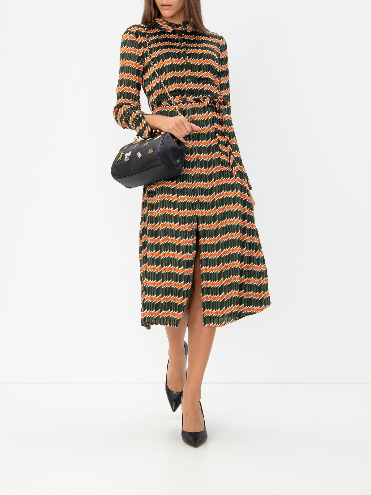 Olive Floral Long-Sleeve Mini Dress - Image 3