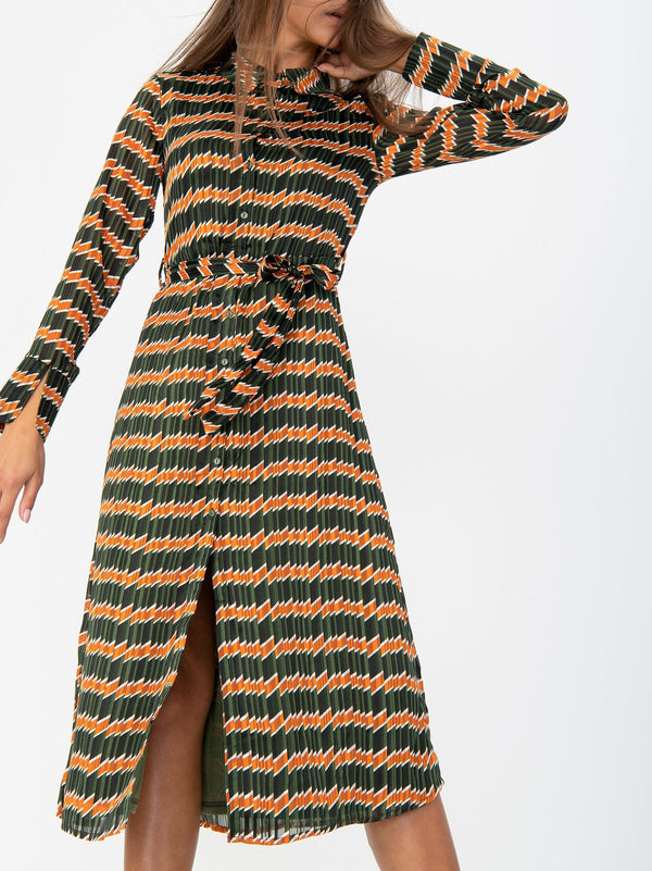 Olive Floral Long-Sleeve Mini Dress