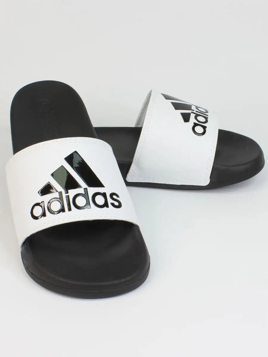 Adidas Adilette Comfort Slides - White\Black - Image 1