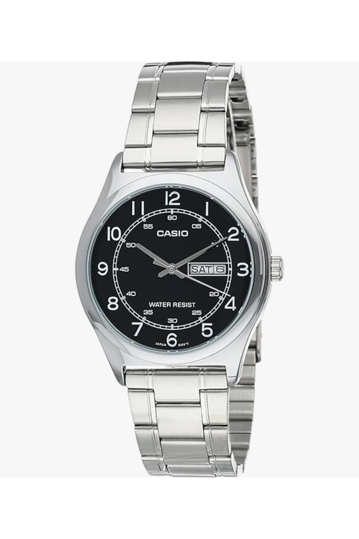 Men's Watch Stainless Steel Easy Reader Black Dial Day Date Analog Dress Watch MTP-V006D-1B2 - Image 1