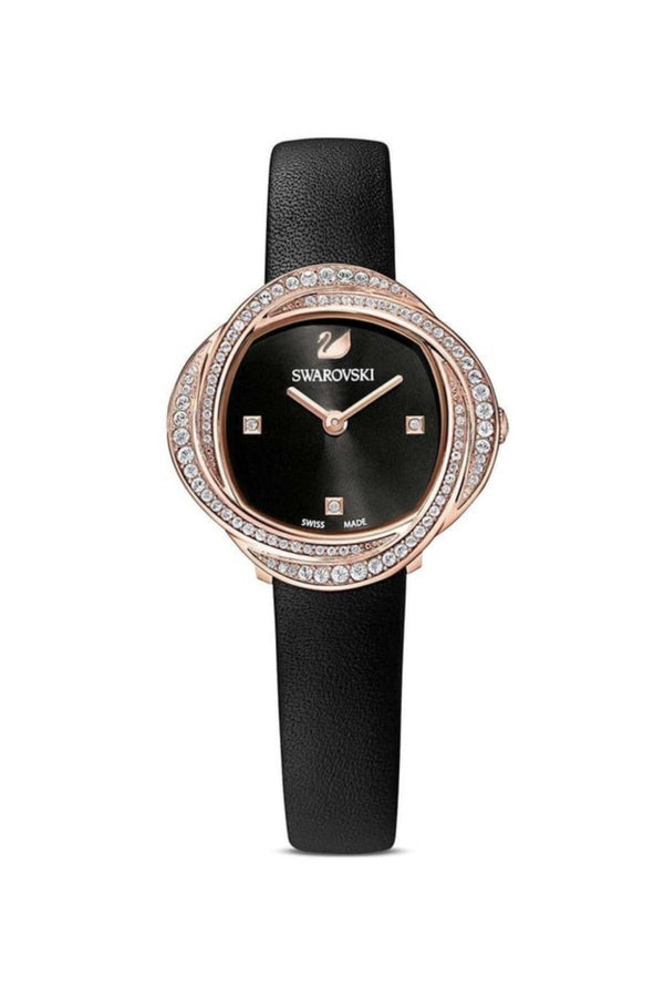Swarovski Crystal Flower Watch - Silver Leather