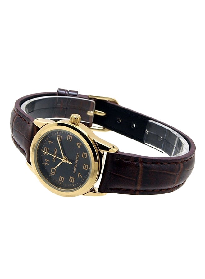 Women Leather Quartz Analog Watch LTP-V001GL-1BUDF - 25 mm - Dark Brown - Image 3