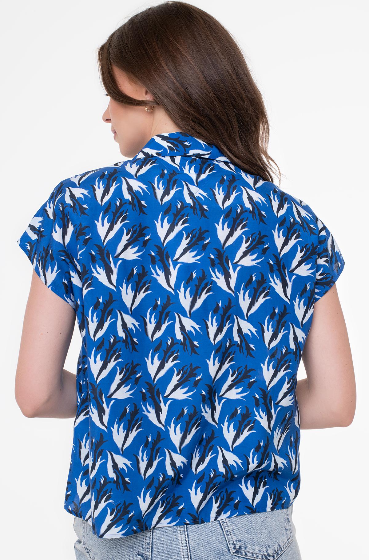 Tommy Hilfiger Women's Printed Cap-Sleeve Button-Down Blouse - Image 3