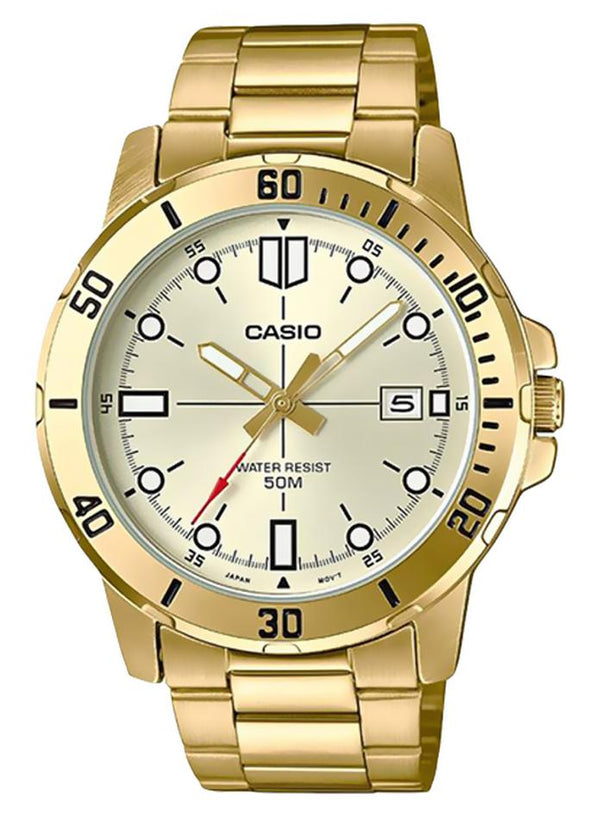 Men Water Resistant Analog Watch MTP-VD01G-9EVUDF - 45 mm - Gold