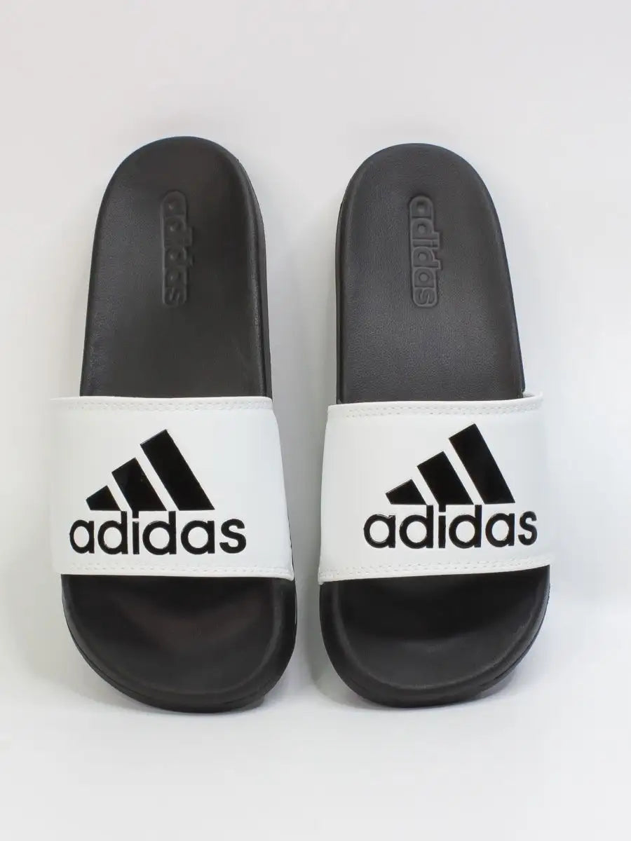 Adidas Adilette Comfort Slides - White\Black - Image 3