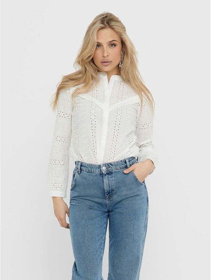 ONLY Women's Onlmiriam Ls Emb Anglaise Blouse Noos - Image 1