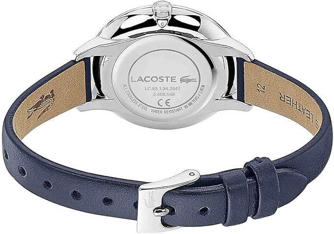 Lacoste Women's Silver Dial Blue Leather Watch - Image 2