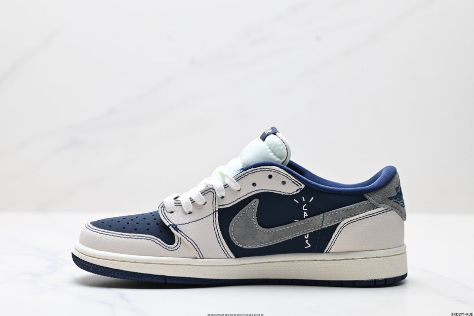 Fragment Design x Travis Scott x Air Jordan 1 Retro Low OG "Sail Military Blue." - Image 1
