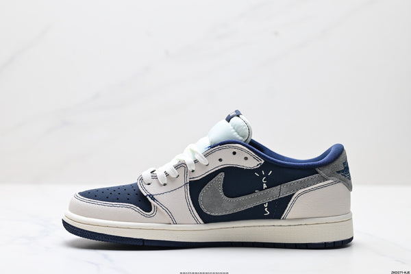 Fragment Design x Travis Scott x Air Jordan 1 Retro Low OG "Sail Military Blue."