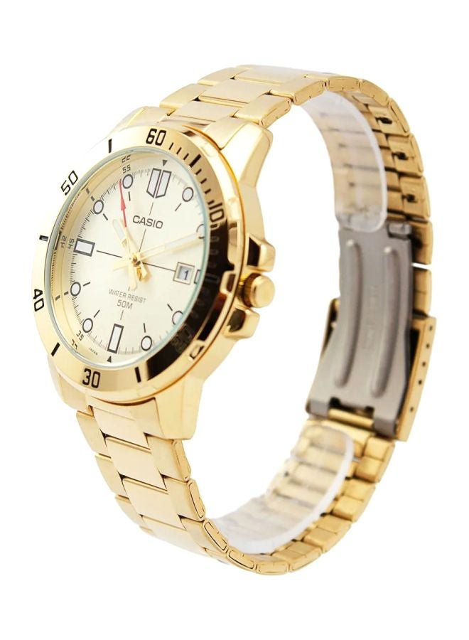Men Water Resistant Analog Watch MTP-VD01G-9EVUDF - 45 mm - Gold - Image 5