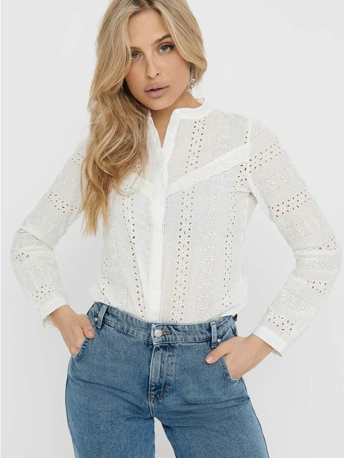 ONLY Women's Onlmiriam Ls Emb Anglaise Blouse Noos - Image 3