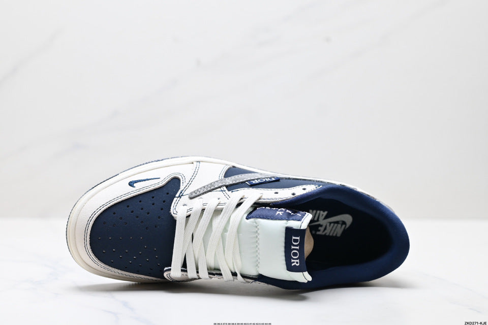 Fragment Design x Travis Scott x Air Jordan 1 Retro Low OG "Sail Military Blue." - Image 2