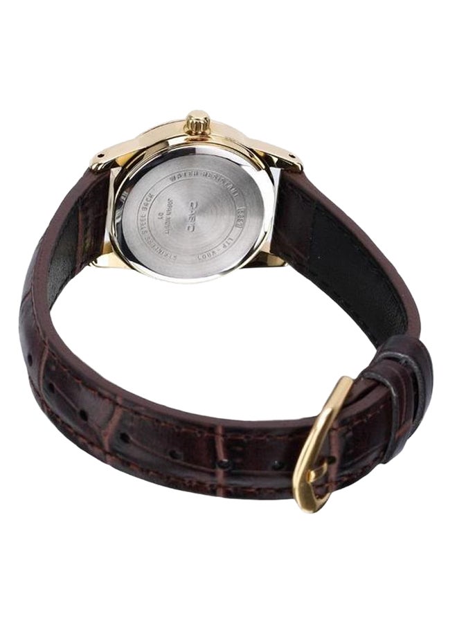 Women Leather Quartz Analog Watch LTP-V001GL-1BUDF - 25 mm - Dark Brown - Image 2
