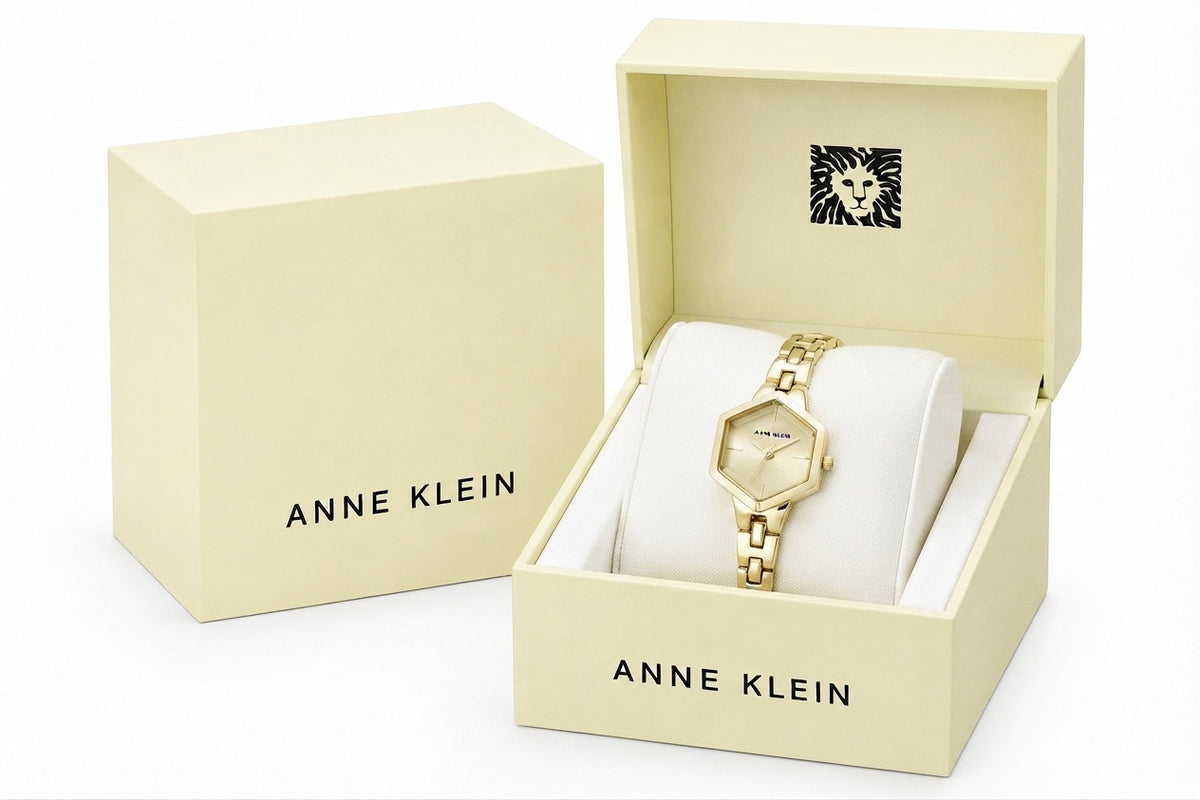 Anne Klein Women's Quartz Petite Hexagonal Gold-Tone Alloy Metal Bracelet Watch - Image 2