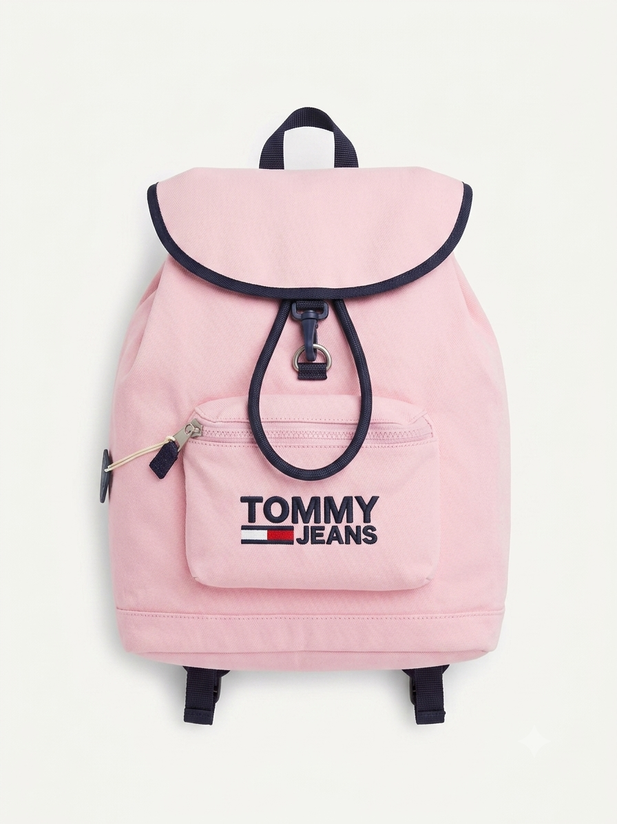 Tommy Jeans Pink Logo Flap Backpack - Image 1