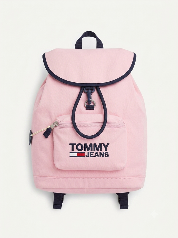 Tommy Jeans Pink Logo Flap Backpack