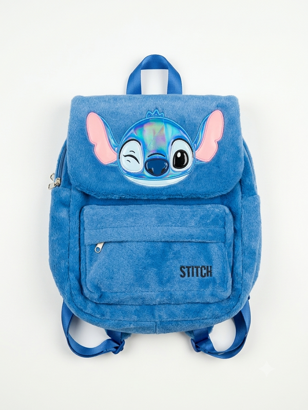 Disney Stitch Fluffy Blue Backpack