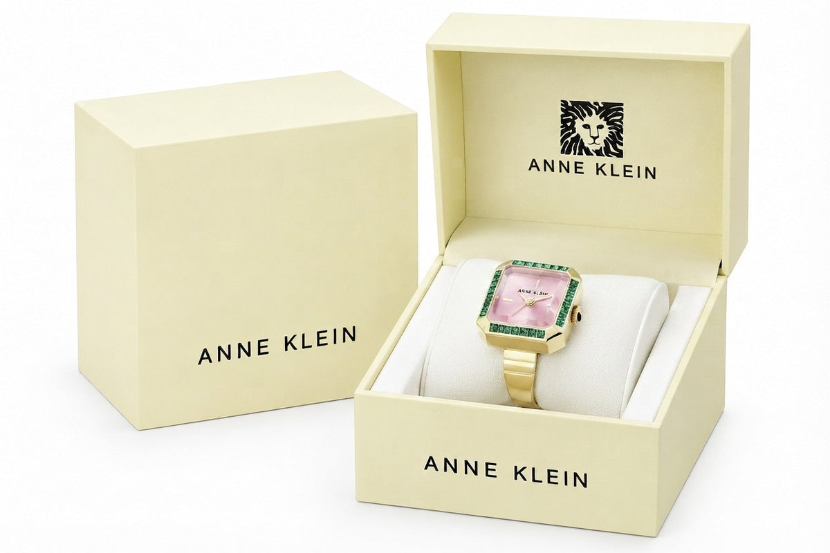 Anne Klein Quartz Analog Purple Dial Golden Metal Ring Watch - Image 2
