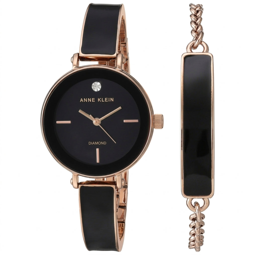 Anne Klein Women's Black Ceramic Bracelet Watch - Image 1