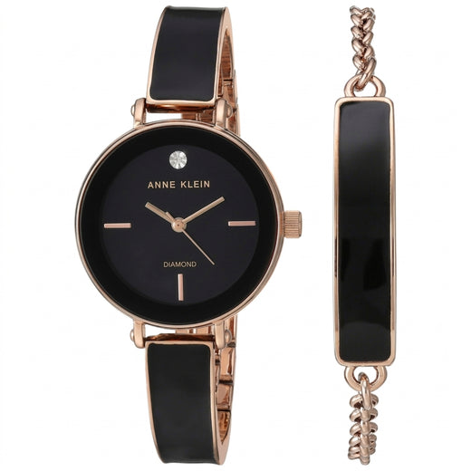 Anne Klein Women's Black Ceramic Bracelet Watch