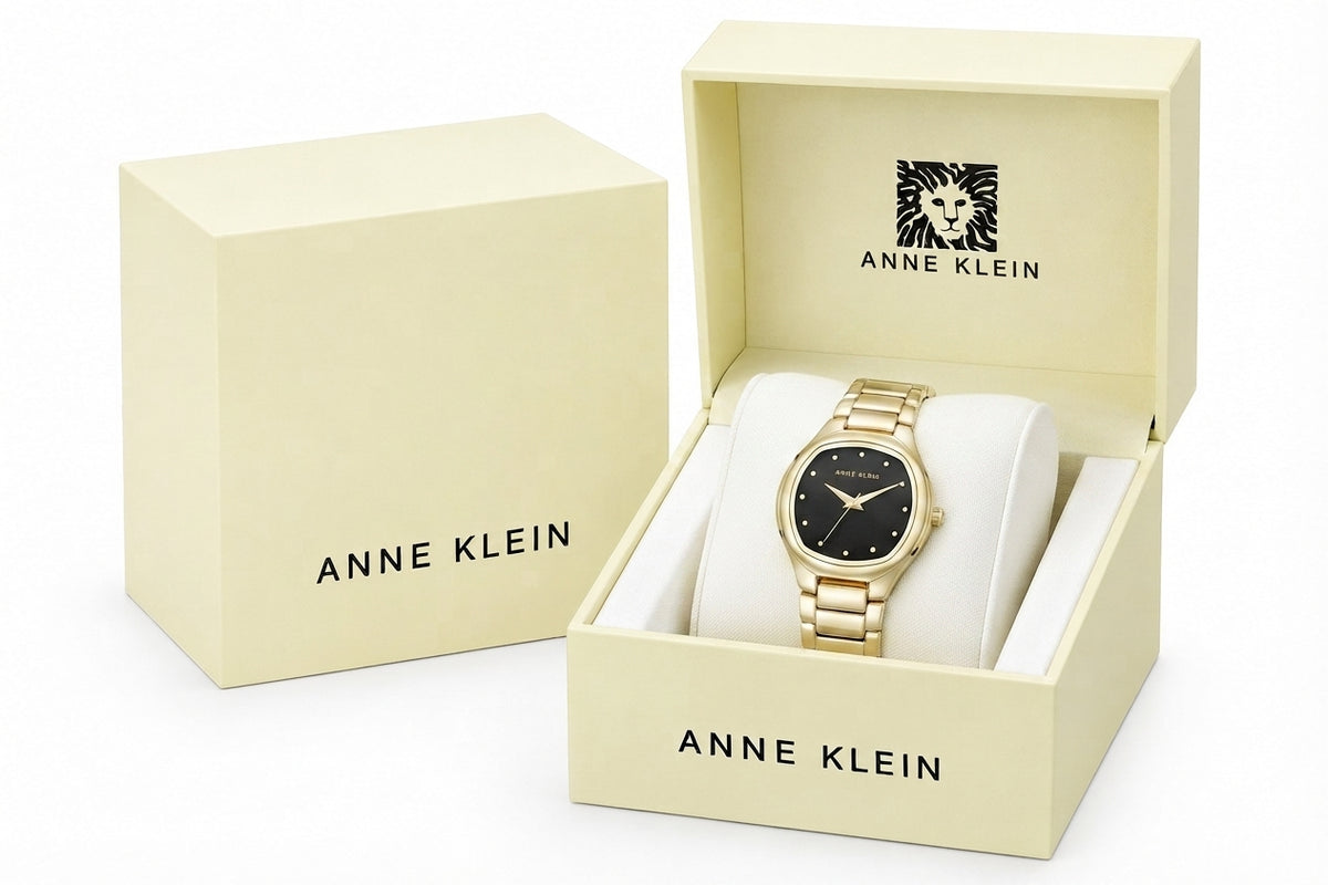 Anne Klein Women's Quartz Black and Gold-Tone Alloy Bracelet Watch - Image 2