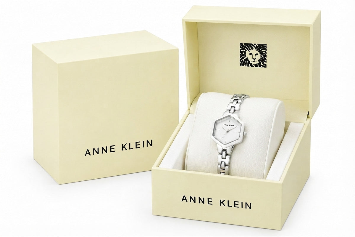 Anne Klein Women's Quartz Petite Hexagonal Silver-Tone Alloy Metal Bracelet Watch - Image 2