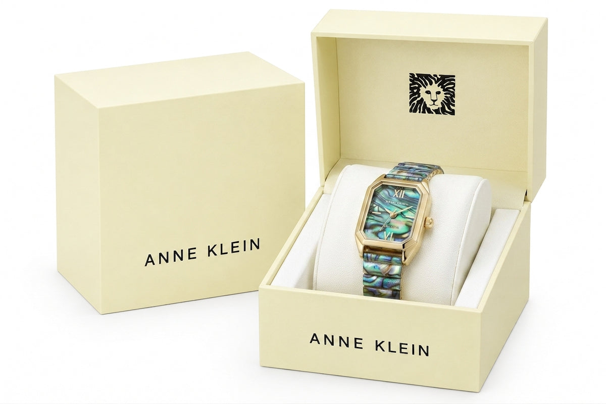 Anne Klein Gold-Tone Octagonal Abalone Dial Link Bracelet Watch - Image 3
