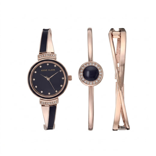 Anne Klein Women's Premium Crystal Accented Bangle Watch Set