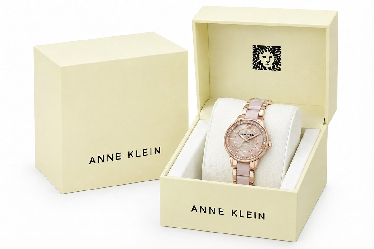 Anne Klein Women's Quartz Light Pink Pearlescent Acetate and Gold-Tone Bracelet Watch - Image 2