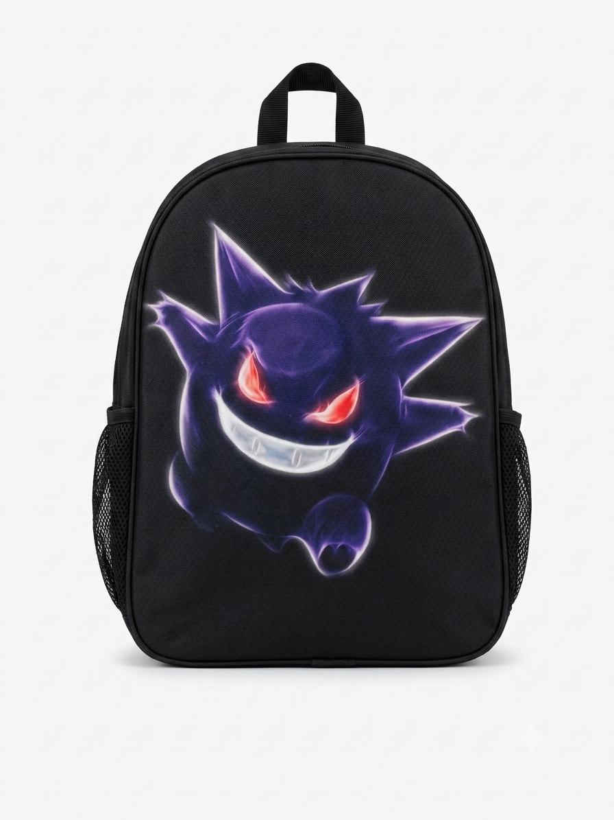 Pokémon Gengar Black School Backpack Kids Character Daypack - Image 1