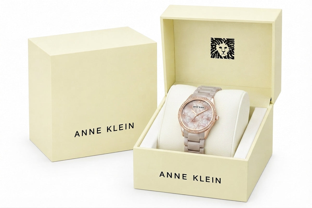 Anne Klein Women's Quartz Taupe Ceramic Bracelet Floral Dial Watch - Image 2