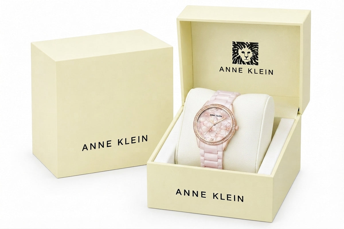 Anne Klein Women's Quartz Blush Floral Ceramic Bracelet Watch - Image 2