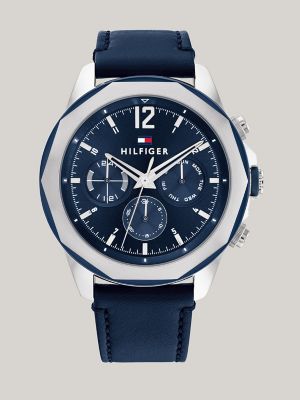 Tommy Hilfiger Sport Watch with Navy Leather Strap - Image 3
