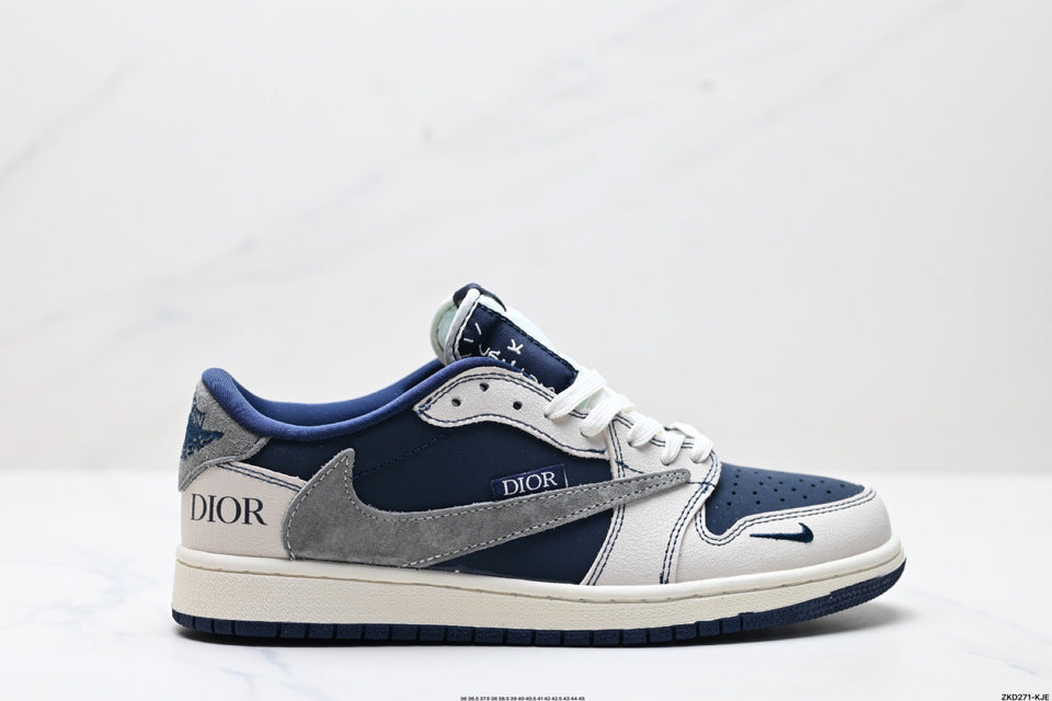 Fragment Design x Travis Scott x Air Jordan 1 Retro Low OG "Sail Military Blue." - Image 5