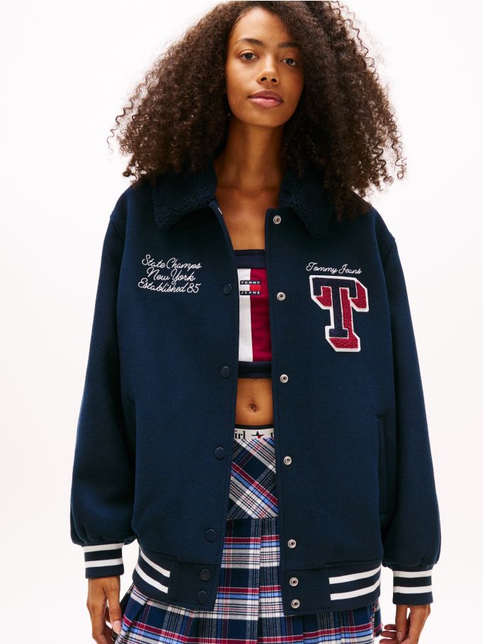 Padded Twill Oversized Varsity Jacket - Image 2