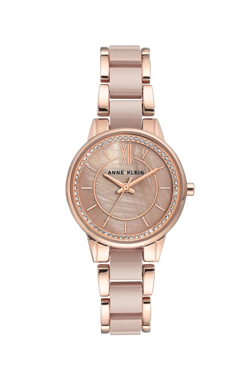 Anne Klein Women's Quartz Light Pink Pearlescent Acetate and Gold-Tone Bracelet Watch - Image 1