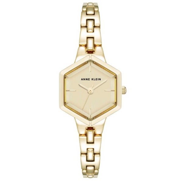 Anne Klein Women's Quartz Petite Hexagonal Gold-Tone Alloy Metal Bracelet Watch