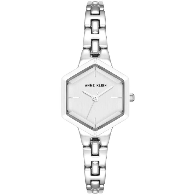 Anne Klein Women's Quartz Petite Hexagonal Silver-Tone Alloy Metal Bracelet Watch - Image 1