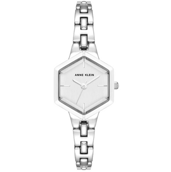 Anne Klein Women's Quartz Petite Hexagonal Silver-Tone Alloy Metal Bracelet Watch