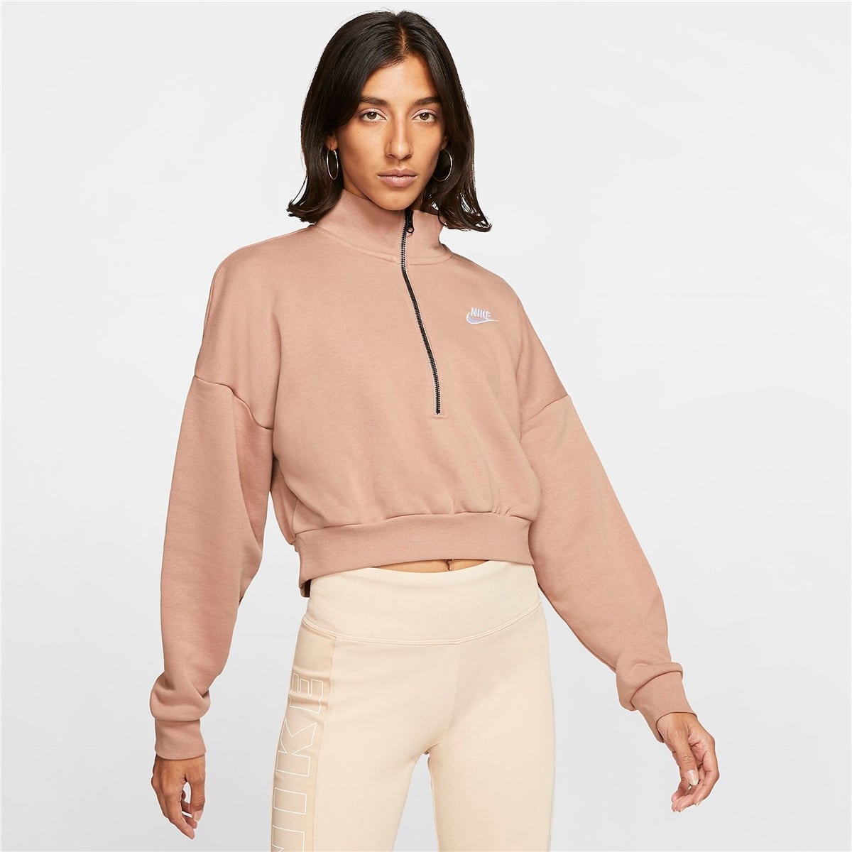 NIKE Women's Fleece Long Sleeve Crop Top - Image 1