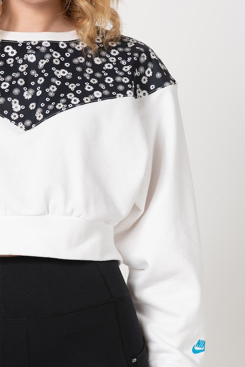 Sportswear Heritage Floral-Print Cropped Fleece Top - Image 3